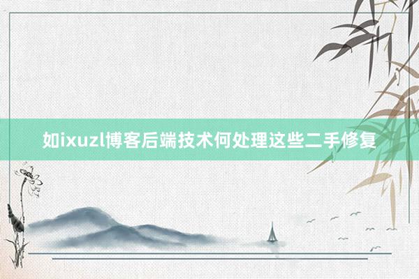如ixuzl博客后端技术何处理这些二手修复